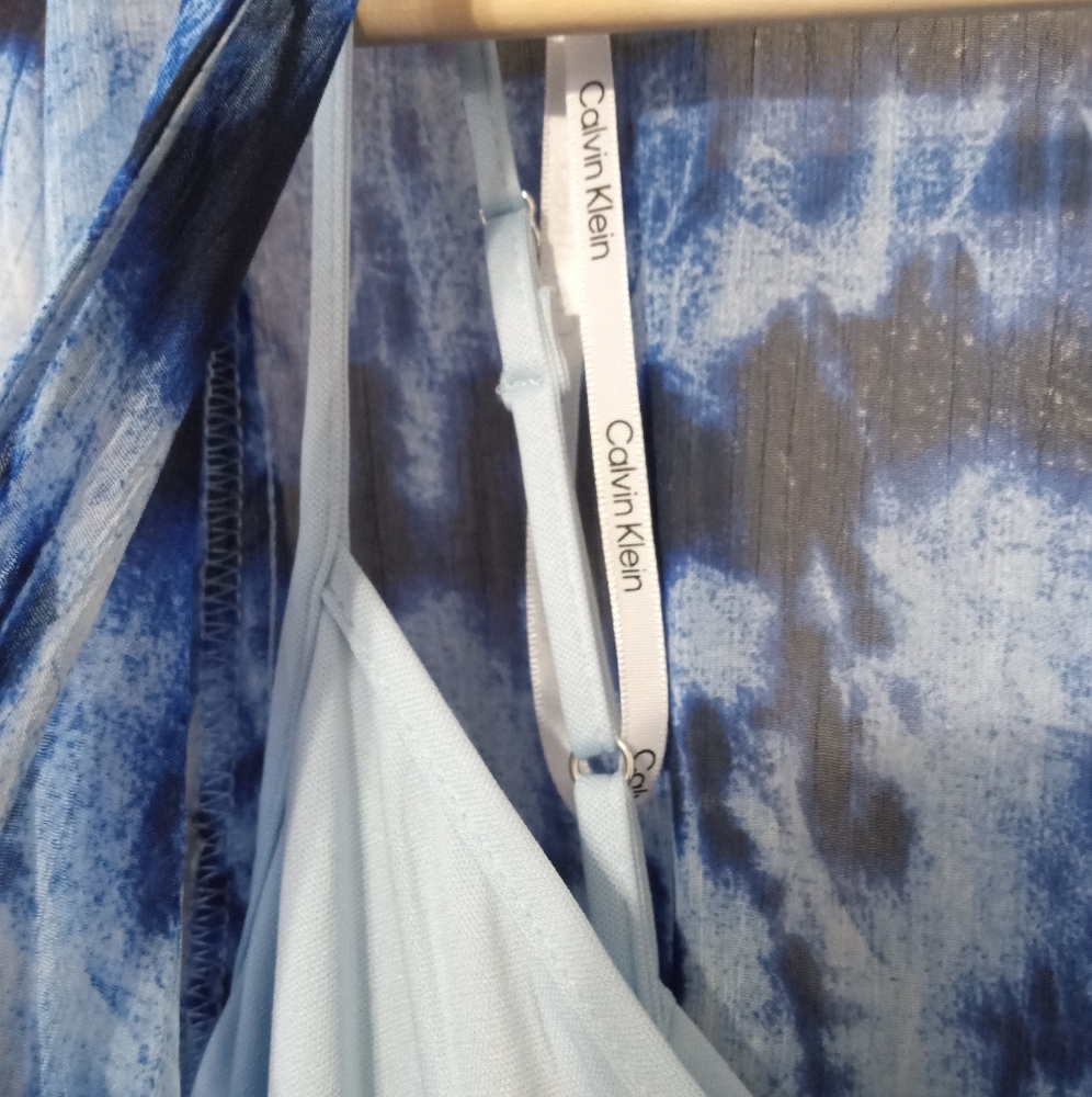 Calvin Klein NWOT v-neck Tie Dye Surplice Fully Lined Faux Wrap Dress Size 10 - Picture 6 of 9